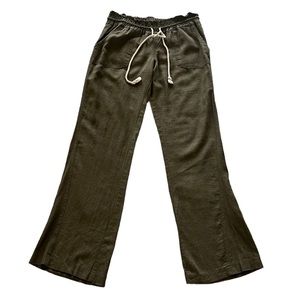 Roxy Oceanside Beach Pants Linen Blend Rope Belt